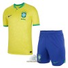 Officiële Voetbalshirt + Korte Broek Brazilië Thuis WK 2022 - Kids